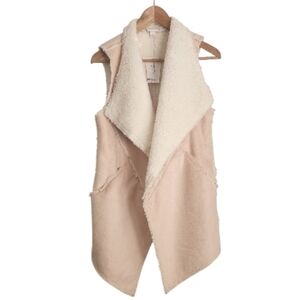 NWT LuLaRoe Marlow Faux Shearling Beige And Pink Open‎ Sleeveless Vest Sz S